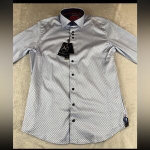 Au Noir mens Ballerini Light blue long sleeve button up shirt size 2/S